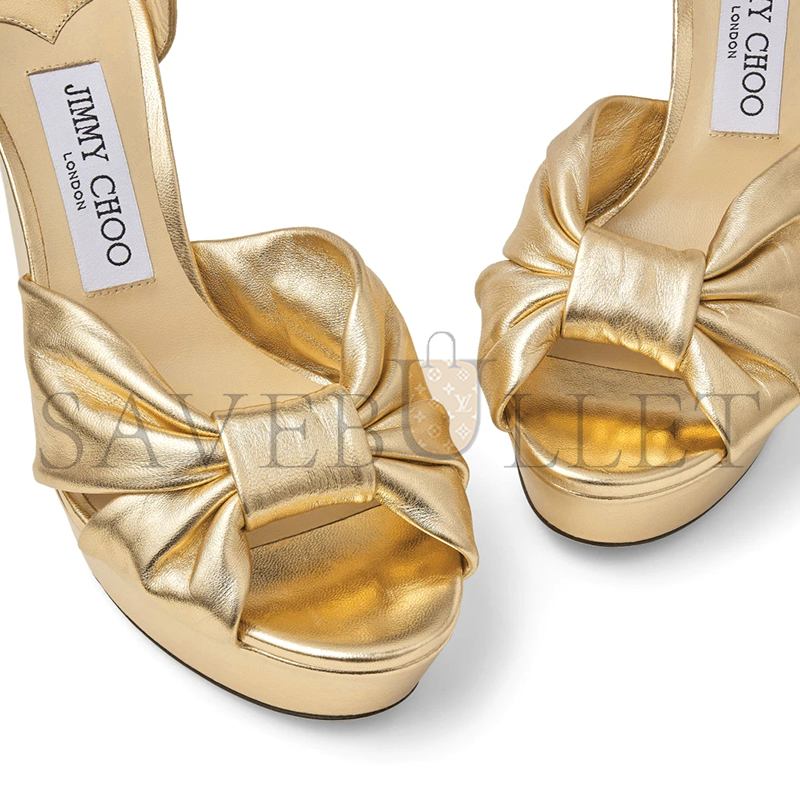 JIMMY CHOO HELOISE 120 GOLD METALLIC NAPPA LEATHER PLATFORM SANDALS HELOISE120MNA JIMMY CHOO HELOISE 120 GOLD METALLIC NAPPA LEATHER PLATFORM SANDALS HELOISE120MNA